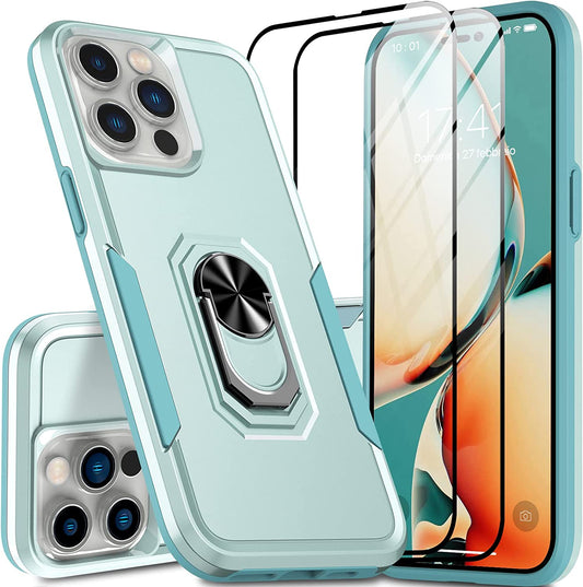 Oterkin for Iphone 14 Pro Case,Iphone 14 Pro Phone Case with [360°Rotatable Stand Ring][2Pcs 9H HD Tempered Glass Screen Protector][10Ft Military Grade Shockproof] Case for Iphone 14 Pro (Blue)  Oterkin   