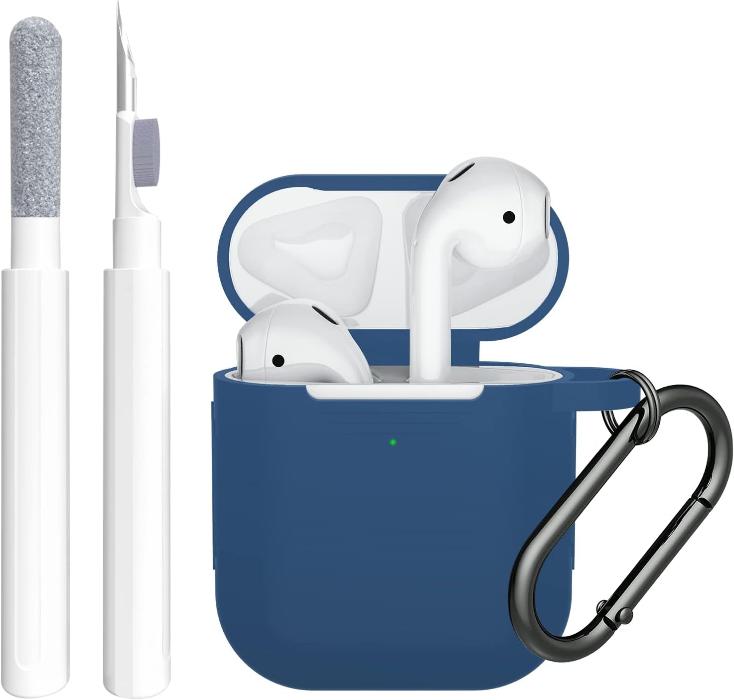 SUPFINE (2 in 1) for Airpod Case Cover, Soft Silicone Protective and Airpod Cleaner Kit Compatible with Airpods 2Nd Generation Charging Case (Light Matcha)  SUPFINE Blue  