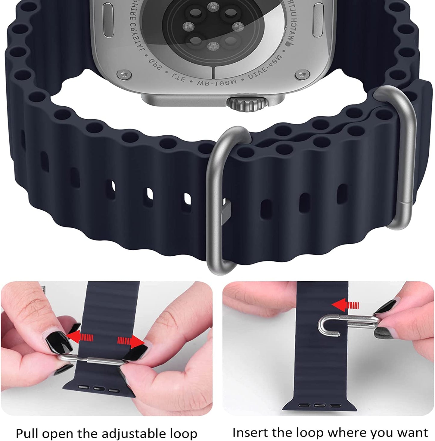 Ocean Sport Band Compatible with Apple Watch Bands 42Mm 44Mm 45Mm 49Mm, Soft Silicone Wristbands Replacement Strap for Iwatch Ultra Series 8 7 6 5 4 3 2 1 SE for Women Men Midnight 42 44 45 49Mm  Rain gold   