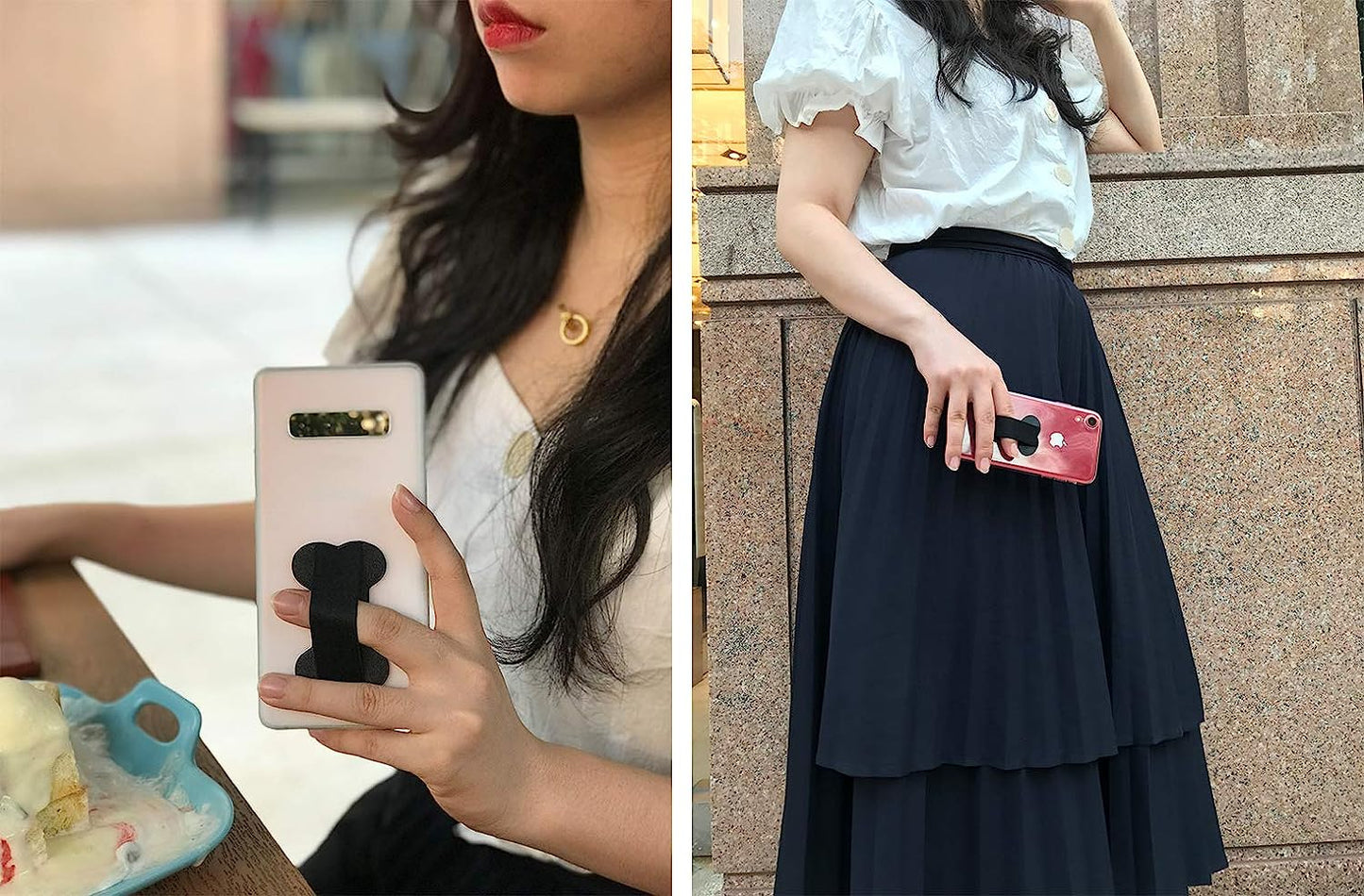 REINVENT Ego-Finger Strap Phone Holder - Cell Phone Grip Holds Device with Just a Finger - Ultra Thin Anti-Slip Universal Cell Phone Grips Band Holder for Back of Phone - 2Pack(Black)  REINVENT EGO   