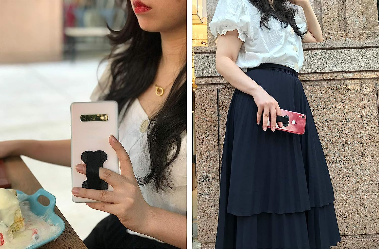 REINVENT Ego-Finger Strap Phone Holder - Cell Phone Grip Holds Device with Just a Finger - Ultra Thin Anti-Slip Universal Cell Phone Grips Band Holder for Back of Phone - 2Pack(Black)  REINVENT EGO   