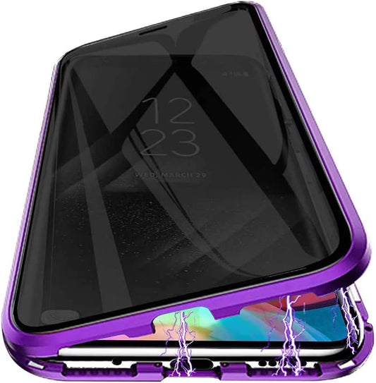 Privacy Magnetic Case for Samsung Galaxy Note 20 Ultra, anti Peep Tempered Glass Full Body Case, Front & Back 9H Tempered Glass, Privacy Screen Protector Metal Frame anti Spy Case Cover, Purple  PingGoo   