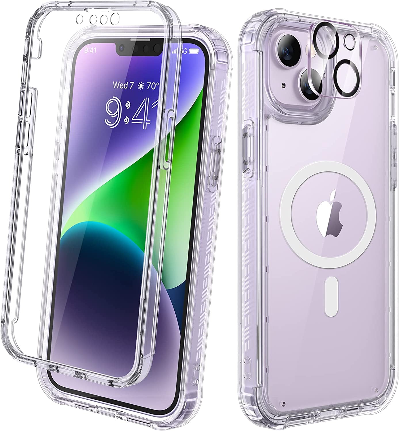 Diaclara Designed for Iphone 14 Case, Full Body Rugged Case with Built-In Touch Sensitive Anti-Scratch Screen Protector, with Camera Lens Protector for Iphone 14 6.1" (Clear Blue)  Diaclara Magnetic Clear  