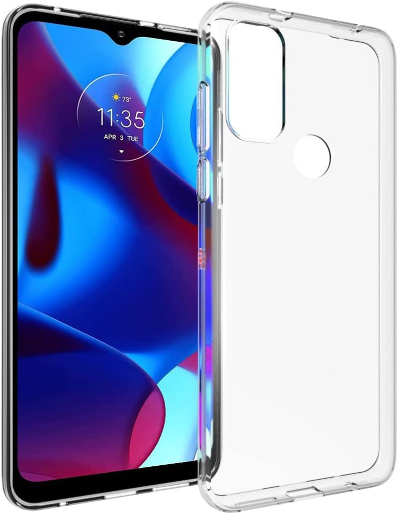 DONGDEAR for Moto G Pure Silicone Phone Case, Slim Thin Flexible TPU Scratch Resistant Rubber Soft Skin Shockproof Carbon Fiber Protective Cases Cover for Motorola G Pure 2021, Brushed Black  DONGDEAR Crystal Clear  