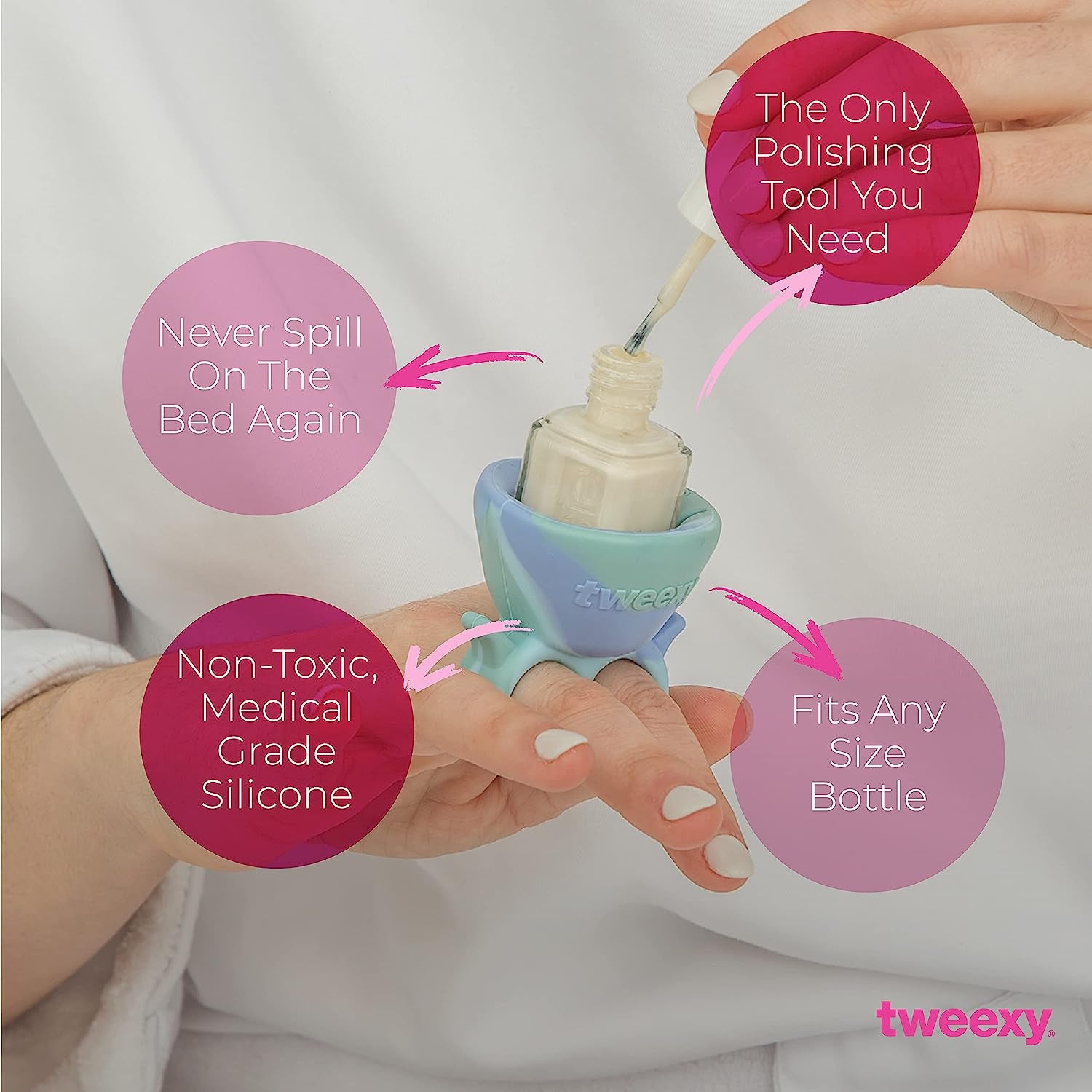 Tweexy Wearable Nail Polish Holder Ring - Nail Polish Bottle Holder for Easy Application | Perfect for Fingernail Painting, Manicure & Pedicure | Nail Polish Accessories (Camo)  Station 22, LLC   