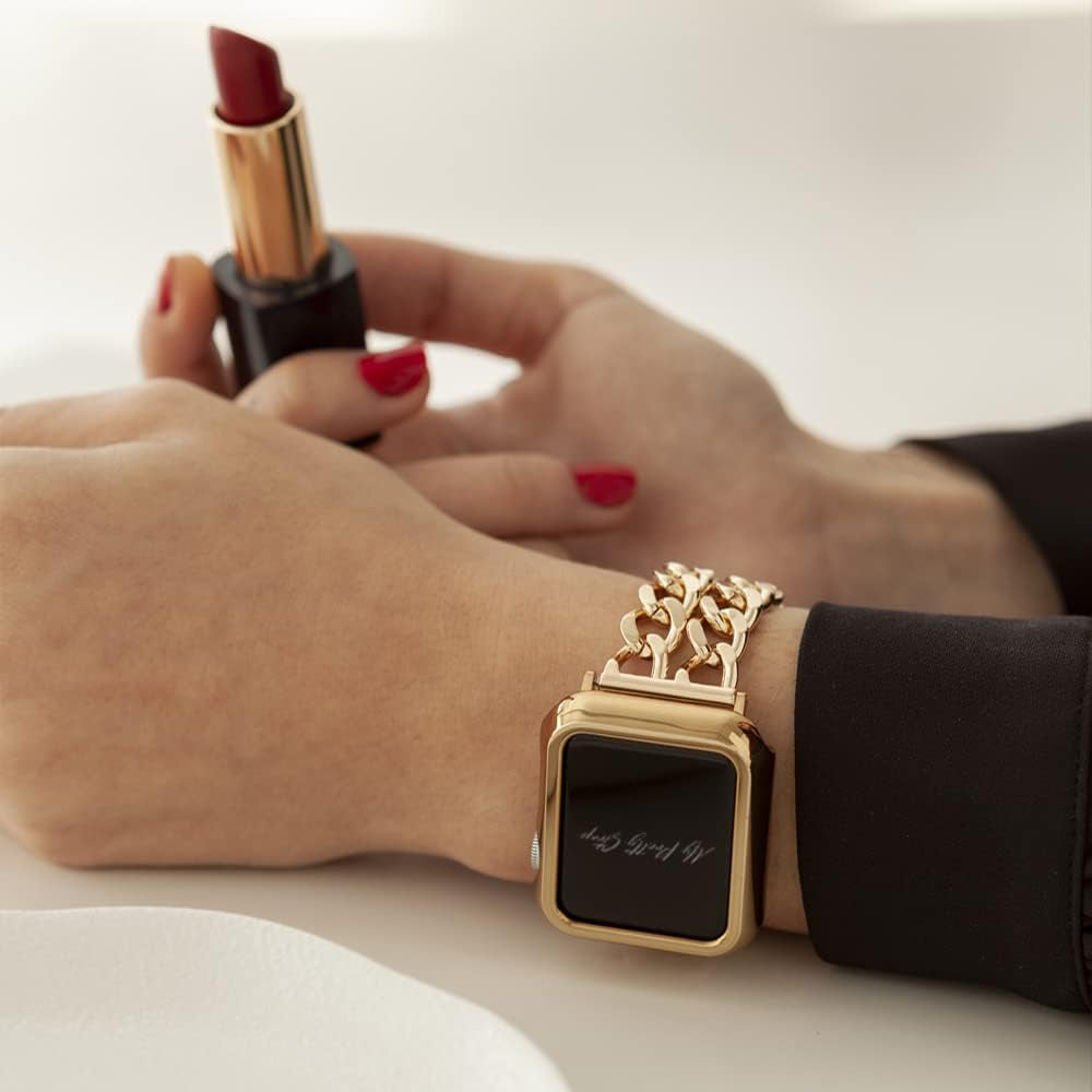 My Pretty Strap Double Chain Band Compatible with Apple WATCH SE Series 8 7 6 5 4 3 2 1, 38/40/41Mm or 42/44/45/49Mm for Women  My Pretty Strap   