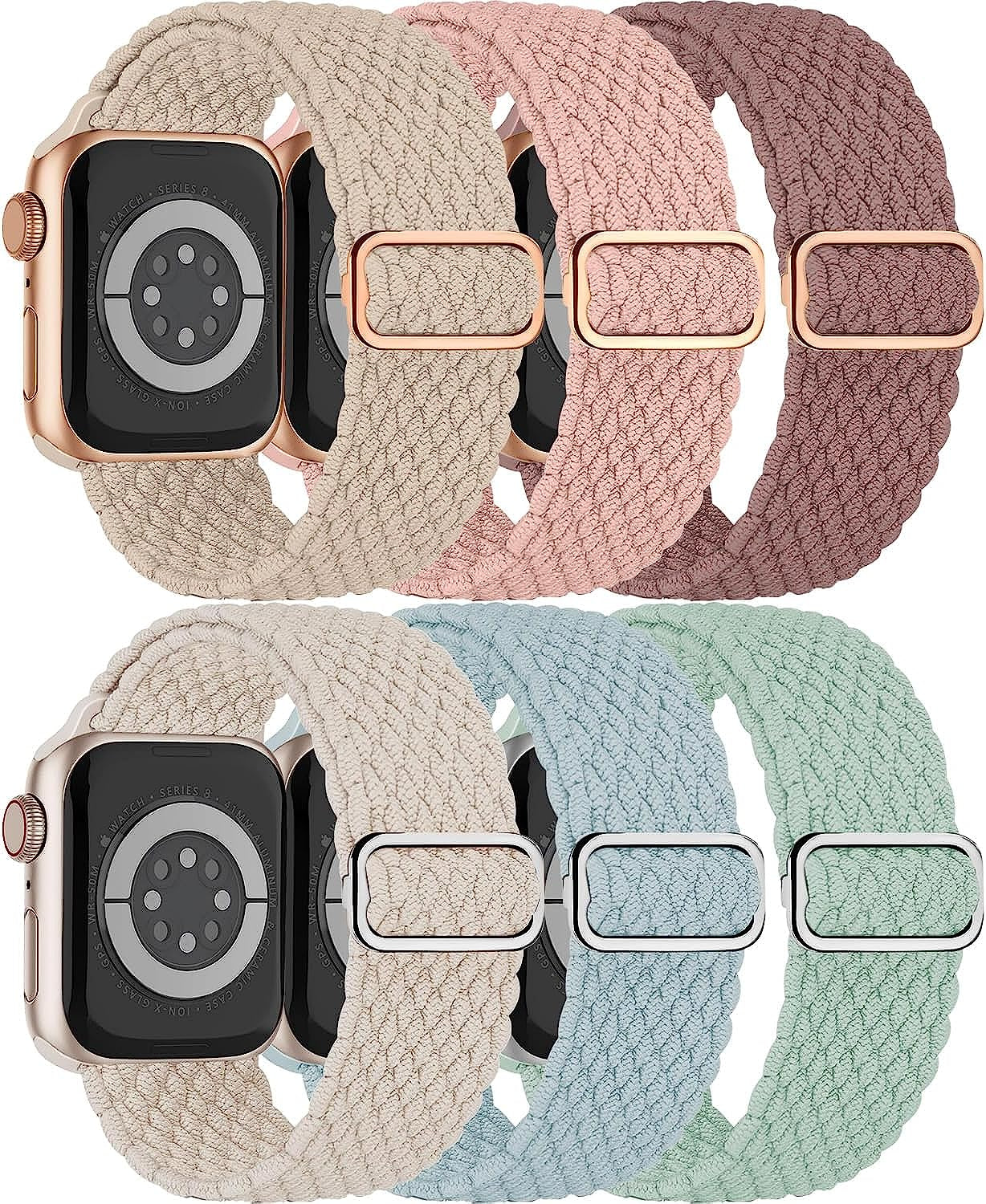 Braided Solo Loop for Apple Watch Band 40Mm 41Mm 38Mm 44Mm 45Mm 42Mm Ultra 49Mm Men/Women,Solace Stretchy Nylon Sport Wristband Strap for Iwatch Bands Series 8/7/6 5/4/3/2/1/SE 44 45 41 40 Mm  DMVEIMAL 09-Violet/Blue/Turquoise/Pink/Nude/Starlight 42mm 44mm 45mm 49mm 