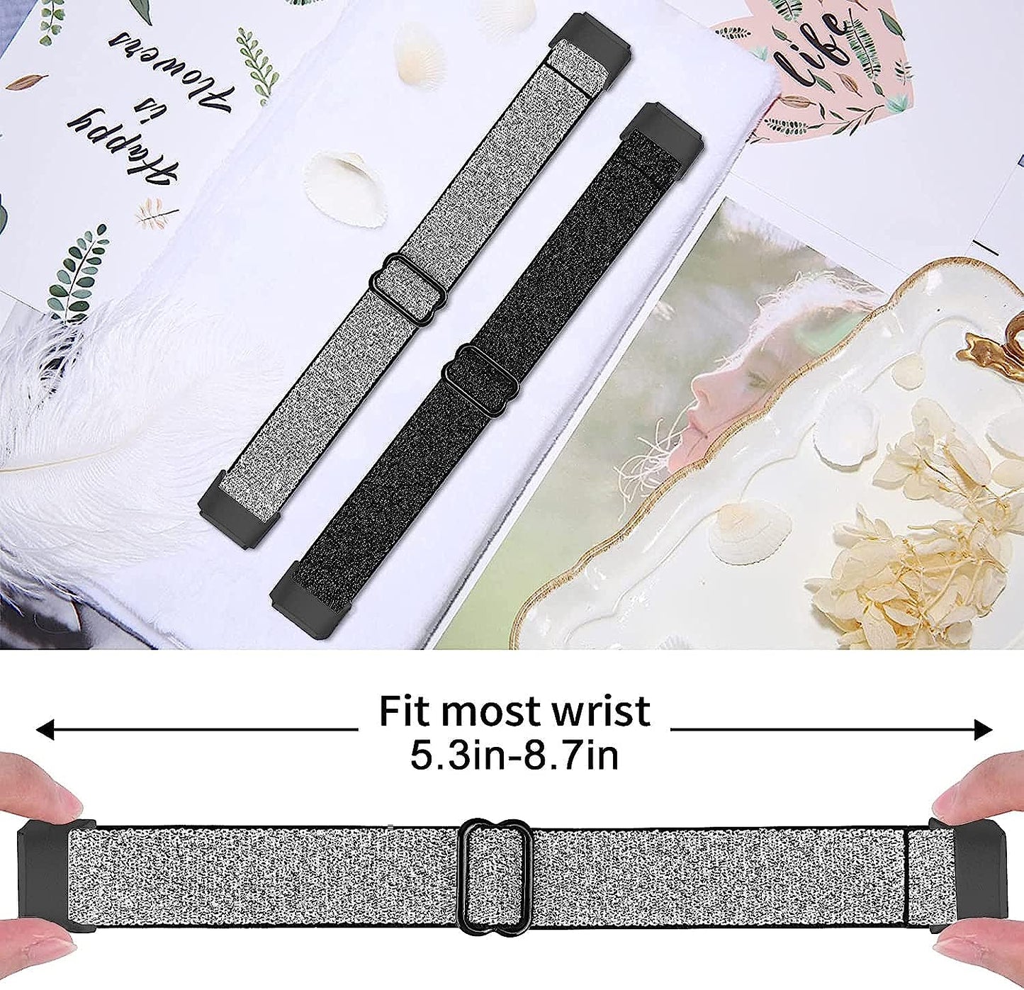3-Pack Elastic Nylon Bands Compatible with Fitbit Inspire 3/Inspire 2/Inspire Hr/Inspire/Ace 3/Ace 2, Breathable Adjustable Replacement Stretchy Nylon Loop Wristband Sport Strap for Woman Man  voma   