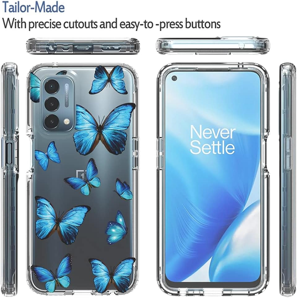 Vokuha Case for Oneplus Nord N200 5G, Oneplus N200 5G Case for Girls, Cute Floral Crystal Clear TPU Bumper Shockproof Protective Armor Cover for Oneplus Nord N200 5G (Butterfly)  Vokuha   