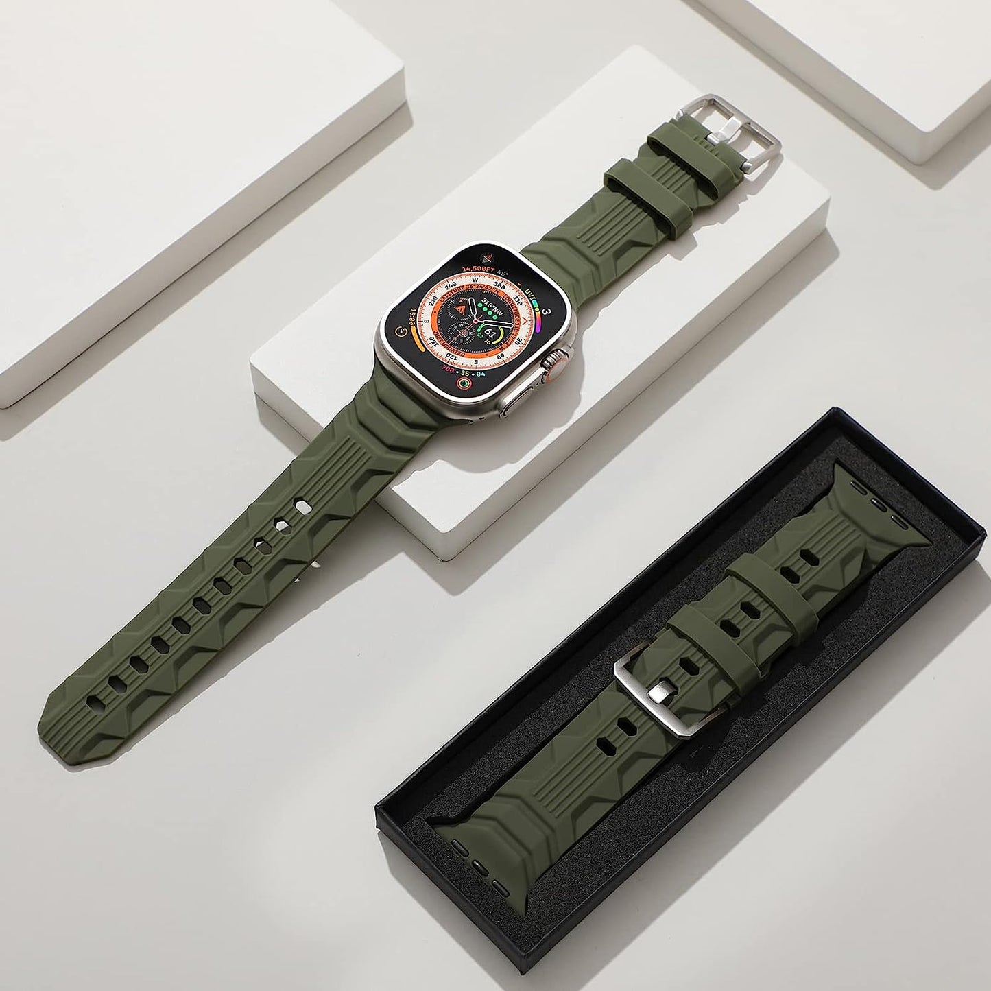 Bandiction Sport Band Compatible with Apple Watch Ultra Band 49Mm 45Mm 44Mm 42Mm, Soft Silicone Replacement Strap for Iwatch Series 8/7/6/5/4/3/2/1/Se/Ultra, Designed for Men  Bandiction   