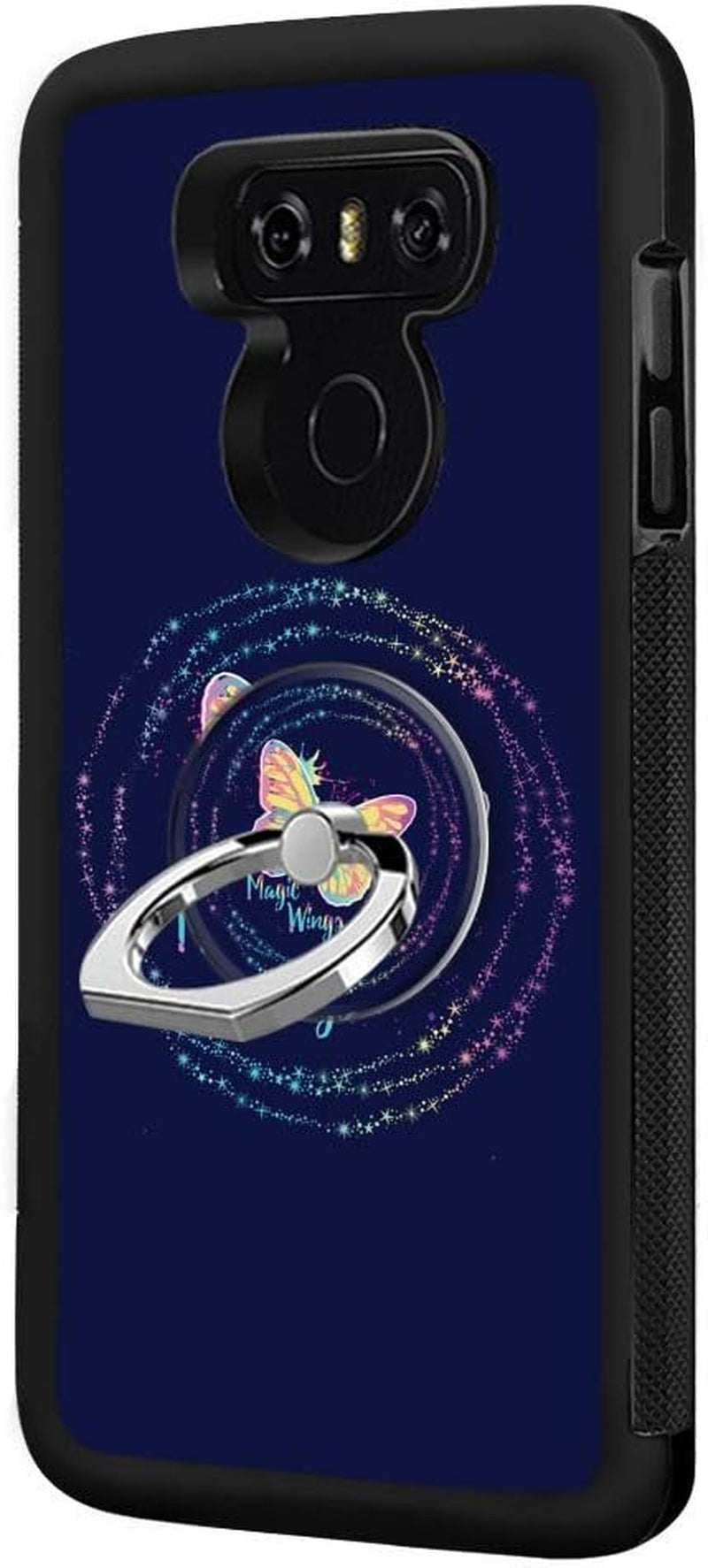 Designed for LG G6 Case,Silicone Slim Shockproof Phone Case with Metal Finger Ring Clasp Suitable for Men and Women, Butterfly  YQCi Butterfly2  