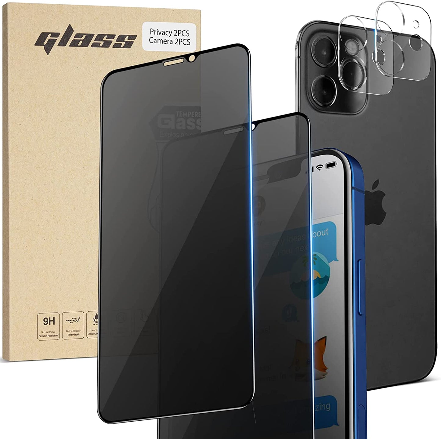 Oribox Privacy Screen Protector for Iphone 8, 7,SE 2020 (4.7 Inch) Anty- Spy Tempered Glass Screen Protector,2-Pack  ORIbox Private iPhone 12 