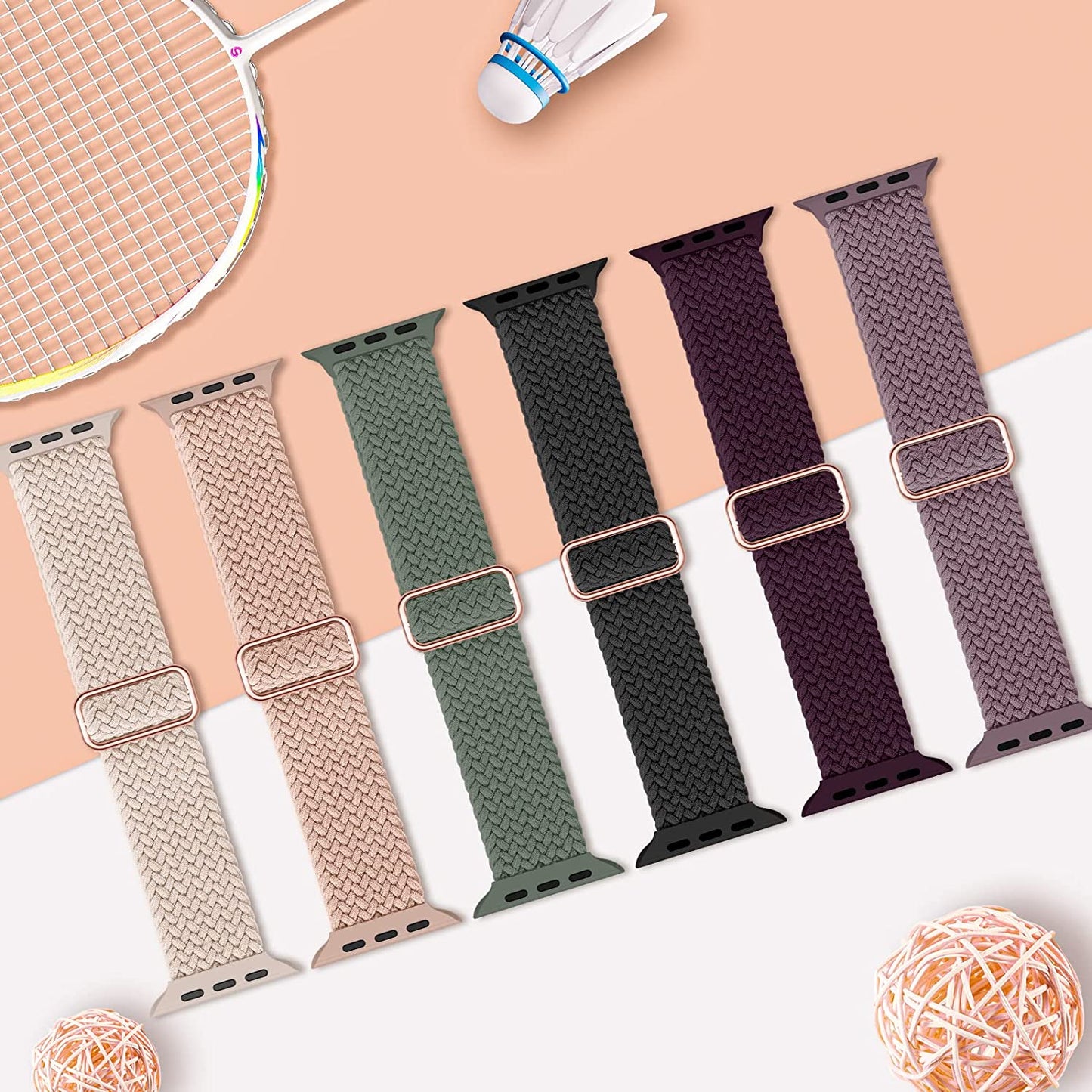 WANLISS Braided Bands Compatible with Apple Watch Band 38Mm 40Mm 41Mm 42Mm 44Mm 45Mm 49Mm for Women Men,Solo Loop Elastic Stretchy Straps Wristbands for Iwatch Series SE 8 7 6 5 4 3 2 Ultra,6Packs  WANLISS   