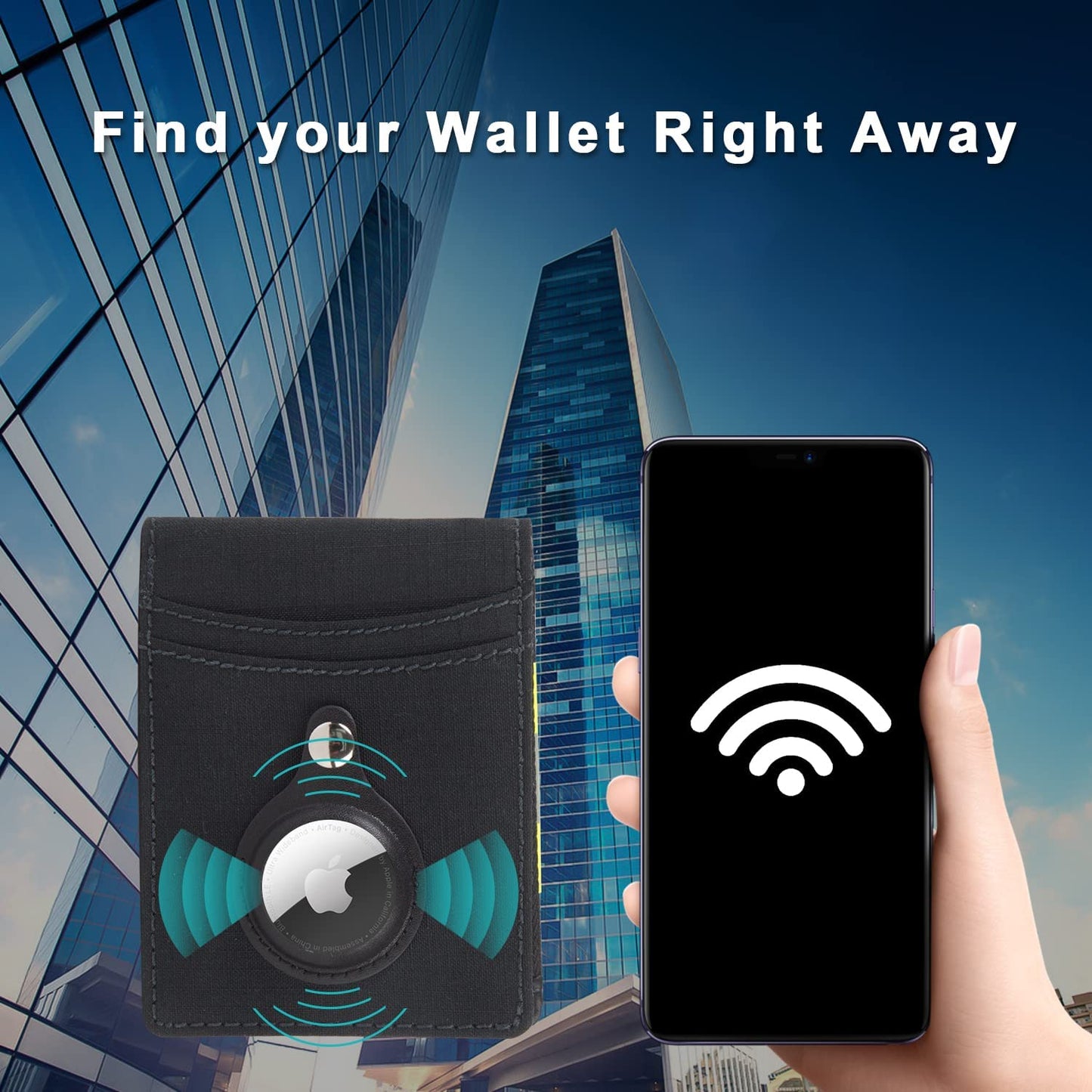 ARCTOTTI Airtag Wallet for Men with Money Clip Security Rfid Blocking Attach Flip Slots, Supper Durable Firefighter Nomex Fabric, Protection Card Design, Id Window Credit Card Holder with Gift Box  ARCTOTTI   