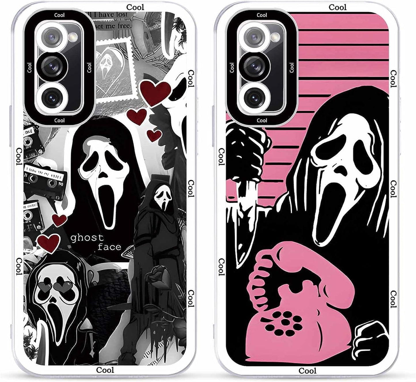 2 × Phone Case for Samsung Galaxy S20/S11E Case Clear 6.2",Scream Horror Movie Printed, Cute Skull Pattern Design Transparent Cases for Women Men Girls, Soft TPU Funda for Samsung S20/S11E,Ghost Face  DZY US Samsung Galaxy S20 Fe  