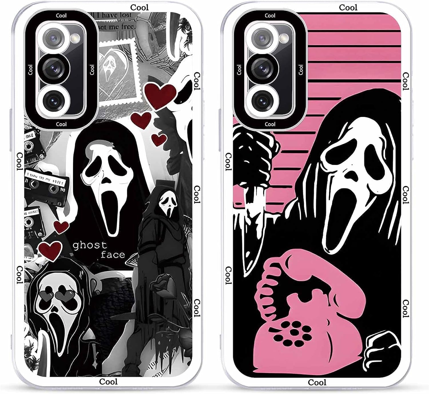 2 × Phone Case for Samsung Galaxy S20/S11E Case Clear 6.2",Scream Horror Movie Printed, Cute Skull Pattern Design Transparent Cases for Women Men Girls, Soft TPU Funda for Samsung S20/S11E,Ghost Face  DZY US Samsung Galaxy S20 Fe  
