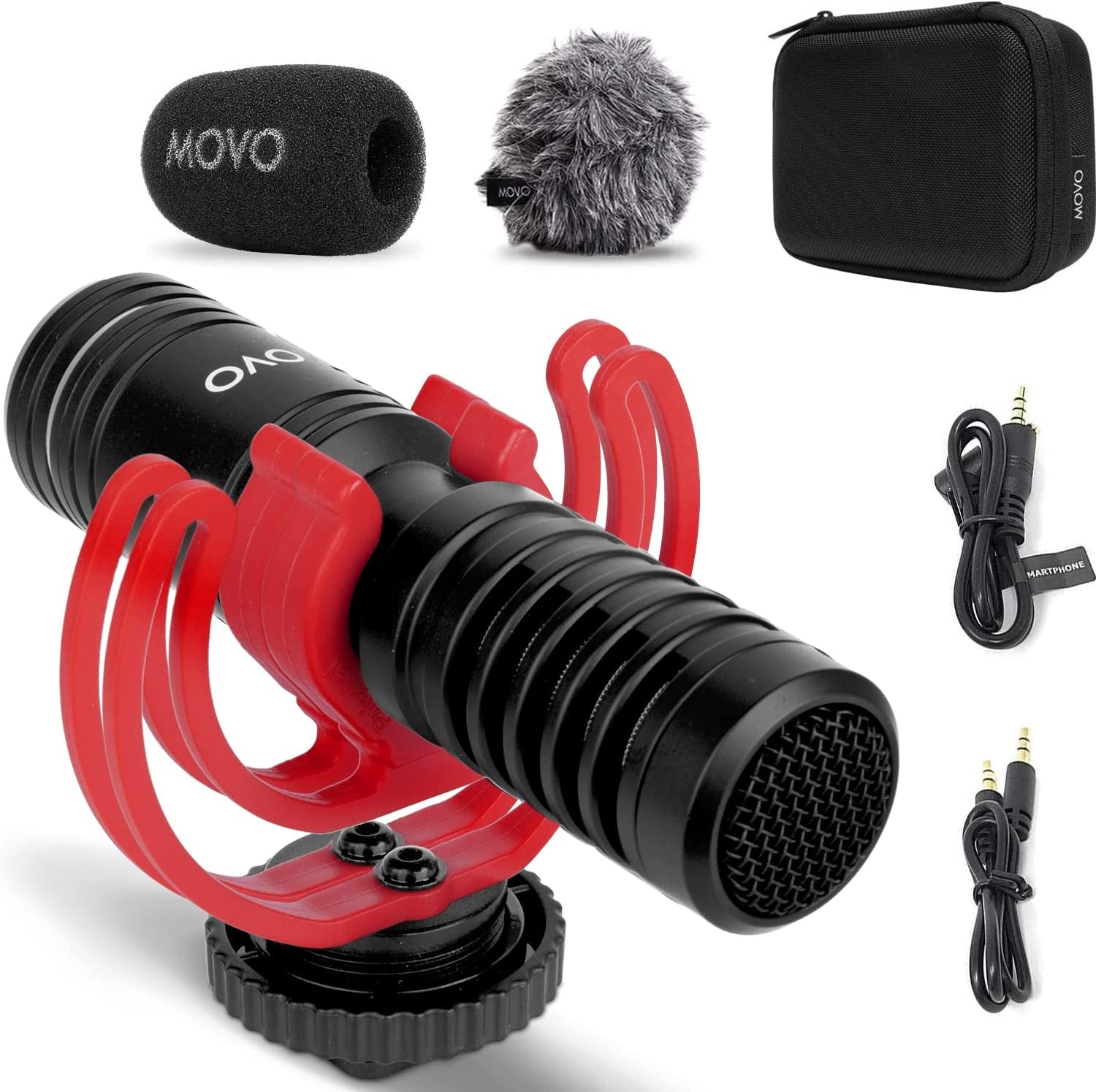 Movo VXR10-PRO External Video Microphone for Camera with Rycote Lyre Shock Mount - Battery-Free ,Compact Shotgun Mic Compatible with DSLR Cameras and Iphone, Android Smartphones  Movo   