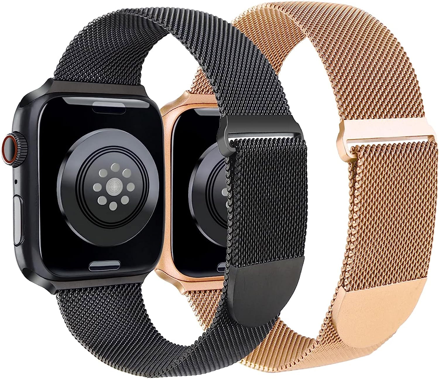 ASOTC Metal Band Compatible with Apple Watch Bands 40Mm 38Mm 41Mm 45Mm 44Mm 42Mm 49Mm for Women Men, Stainless Steel Milanese Mesh Loop Magnetic Wristbands for Iwatch Series 8 7 6 5 4 3 2 1 SE Ultra  ASOTC Black/Rose Gold 38mm/40mm/41mm 