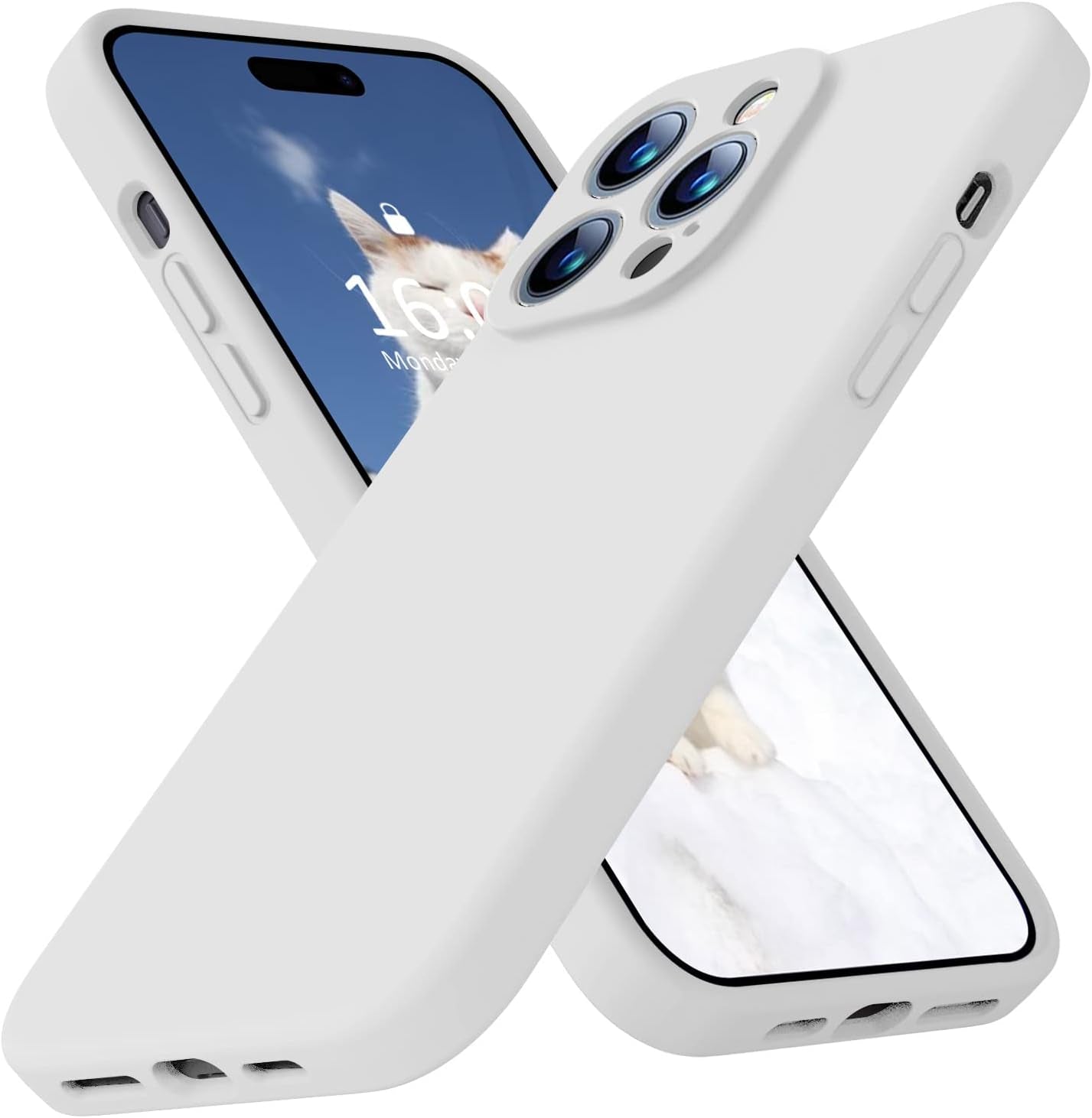 Ktele Compatible with Iphone 14 Pro Case, Ab-Grade Liquid Silicone Case, [Four Corner 50+Tiny Airbags Shockproof] [Soft Microfiber Lining Anti-Scratch] Camera All-Round Protection Case-Blue  Ktele White  