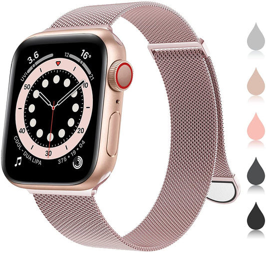 🌈🌈🌈OULUOQI for Apple Watch Band Series Ultra SE 8 7 6 5 4 3 2 1 38Mm 40Mm 41Mm 42Mm 44Mm 45Mm 49Mm Women and Men, Stainless Steel Mesh Loop Magnetic Clasp Replacement for Iwatch Band ( 38Mm/40Mm/41Mm Rose Gold）  OULUOQI   