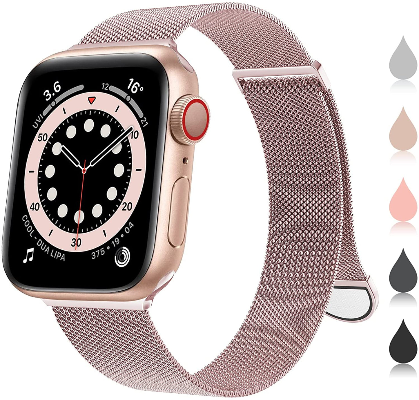 🌈🌈🌈OULUOQI for Apple Watch Band Series Ultra SE 8 7 6 5 4 3 2 1 38Mm 40Mm 41Mm 42Mm 44Mm 45Mm 49Mm Women and Men, Stainless Steel Mesh Loop Magnetic Clasp Replacement for Iwatch Band ( 38Mm/40Mm/41Mm Rose Gold）  OULUOQI   