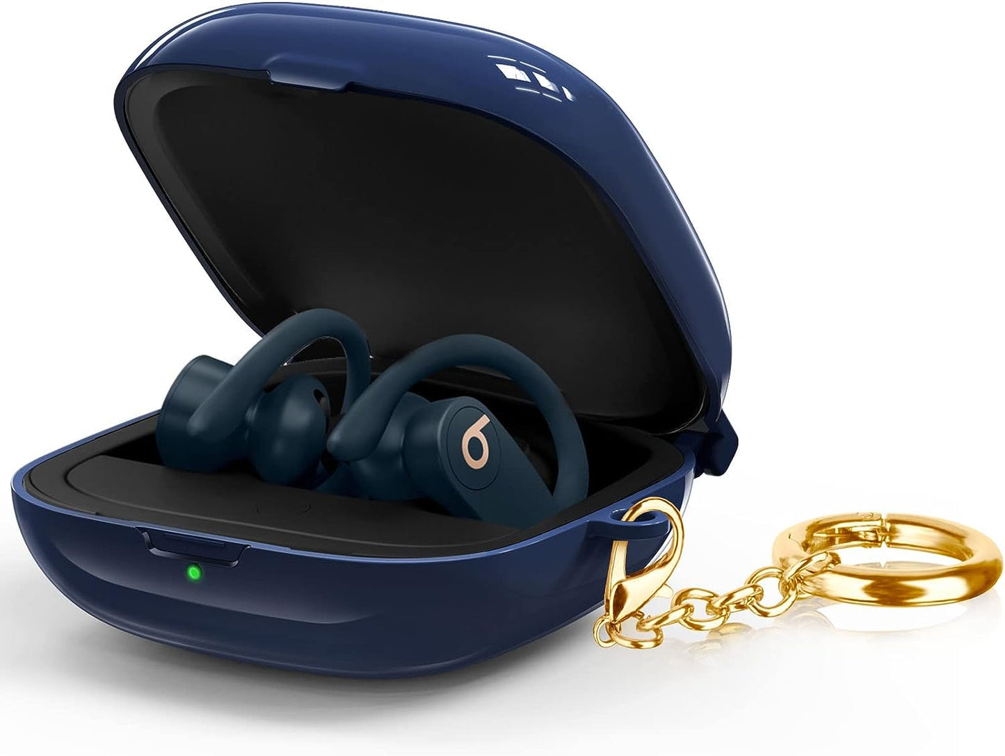 Powerbeats Pro Case, AIRSPO Clear Powerbeats Pro Case Cover for Powerbeats Pro Wireless Earbuds Case Full Body Protective Cover Skin with Keychain for Men Women (Clear)  AIRSPO Navy  