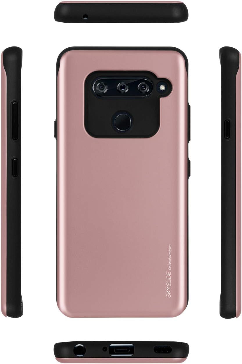GOOSPERY LG V40 Thinq Case, LG V40 Case [Sliding Card Holder] Protective Dual Layer Bumper [TPU+PC] Cover with Card Slot Wallet for LG V40 Thinq (Rose Gold) LGV40-SKY-RGLD  GOOSPERY   