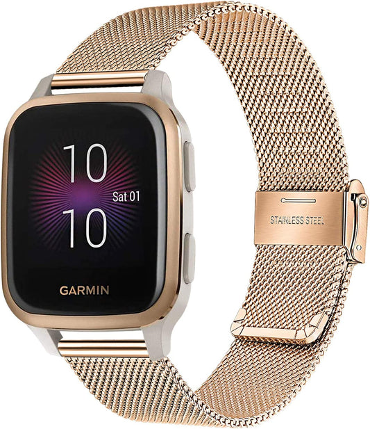 Trumirr Band for Garmin Venu / Venu Sq / Venu Sq 2 Smart Watch, Mesh Woven Stainless Steel Watchband Women Strap for Garmin Venu / Venu Sq / Sq Music Smartwatch  TRUMiRR   
