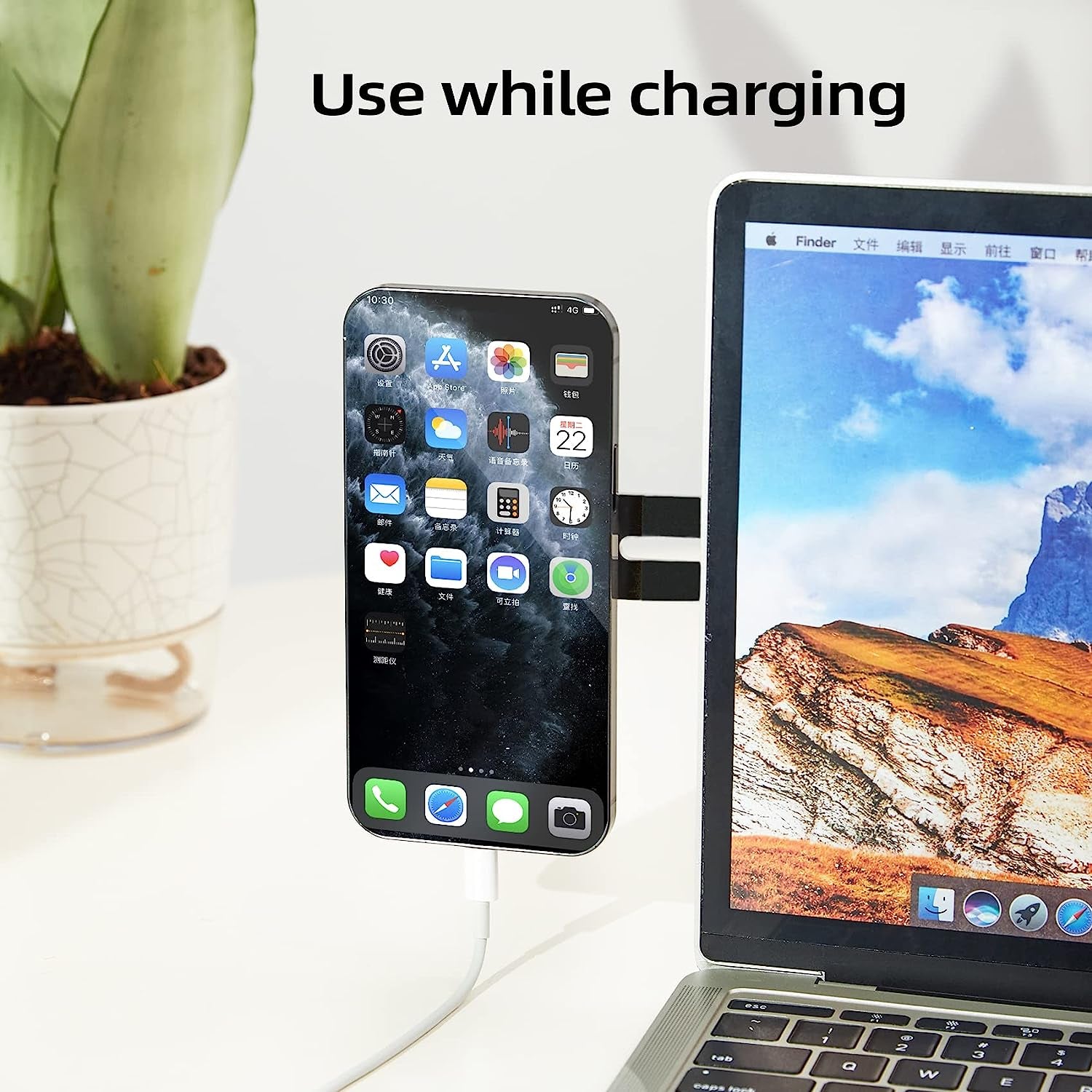 Omnpak Laptop Phone Holder, Adjustable Magnetic Phone Expansion Bracket，Foldable Portable Side Mount Clip, Laptop Stand for Smartphone  Omnpak   