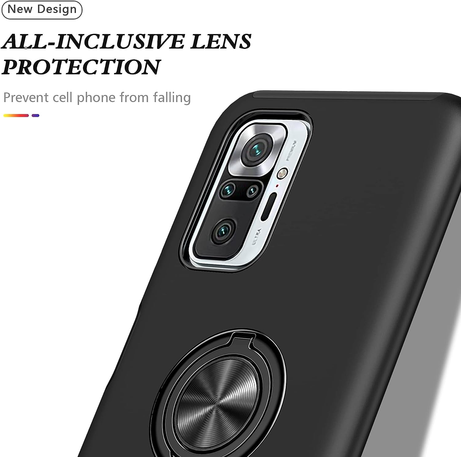 For Xiaomi Redmi Note 10 Pro Case with Screen Protector,Redmi Note 10 Pro Max Case,Soft Touch Military-Grade Heavy Duty with Kickstand Phone Cover for Redmi Note 10 Pro Max (Black)  Generic   