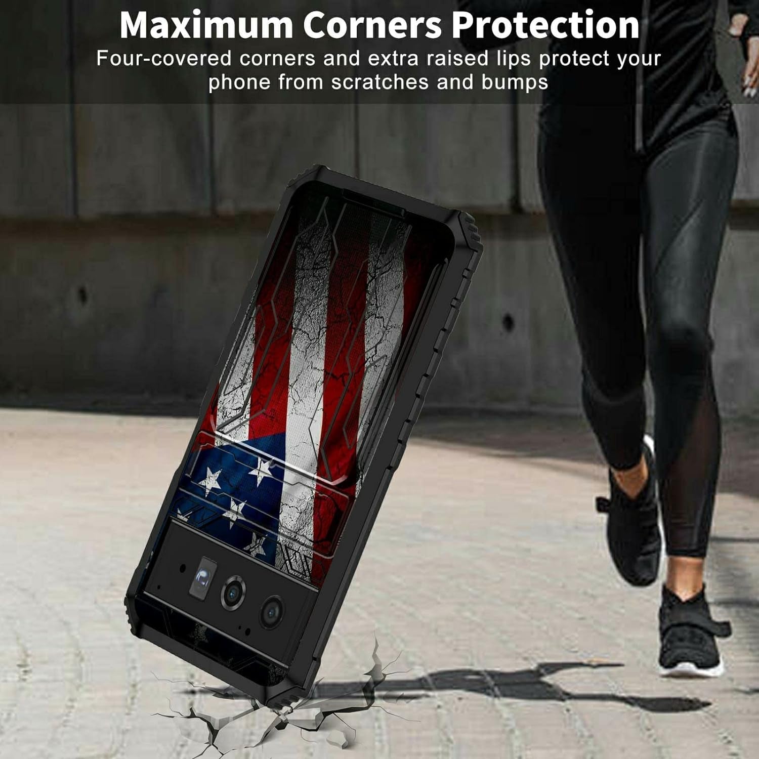 Case for Goole Pixel 6 Pro with Detachable Card Holder Slot Kickstand Hybrid Dual Layer Heavy Duty Shockproof Cover Hidden ID Cash Credit Wallet Case for Google Pixel 6 Pro 5G, Vintage American Flag  BVDIKMI   