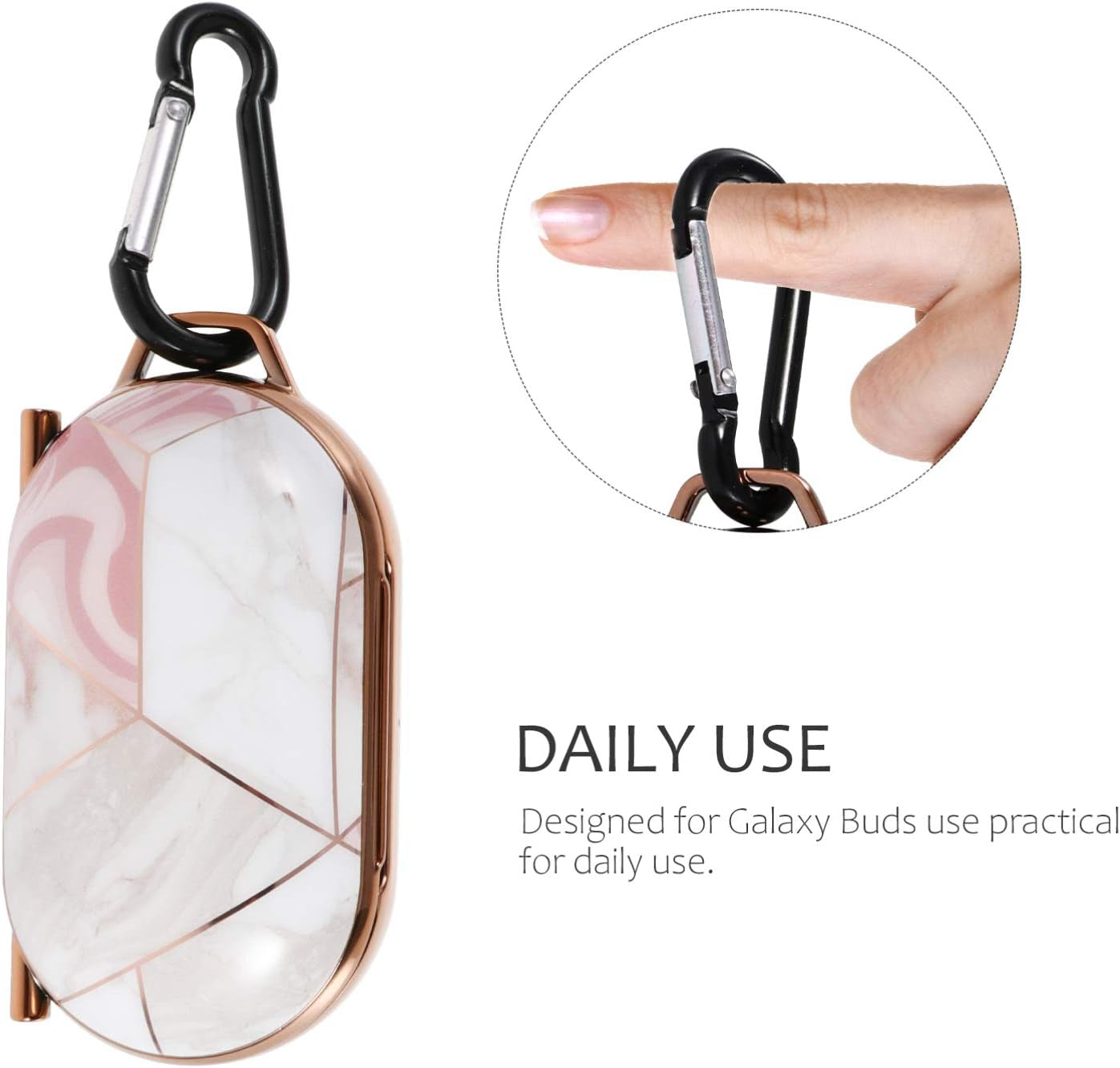 Ibasenice Compatible for Samsung Galaxy Buds Case Cover- Marbling Protective Skin with Carabiner Keychain Compatible for Samsung Galaxy Buds  ibasenice   