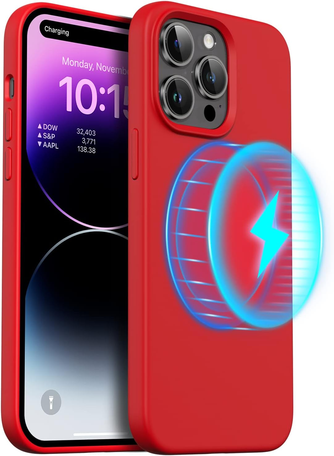 ORNARTO Compatible with Iphone 14 Pro Max Case 6.7, Slim Liquid Silicone 3 Layers Full Covered Soft Gel Rubber Phone Case Protective Cover with Microfiber Lining 6.7 Inch-Baby Yellow  ORNARTO Fire Red  