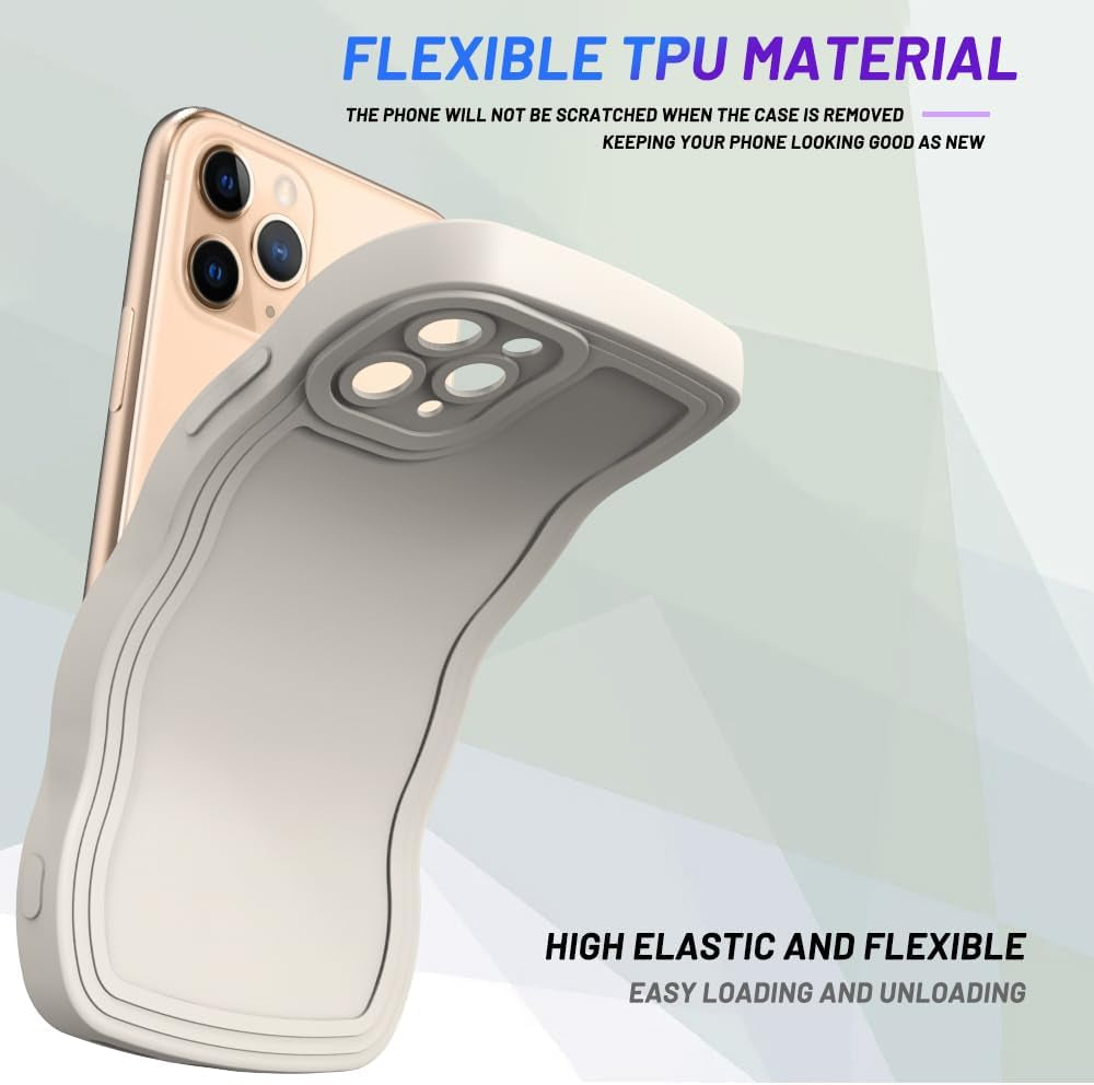 WOGROO Case for Iphone 11 Pro Case,Wave Curly Frame Design,Soft Flexible Tpu,Cute Wavy Solid Color Aesthetic Flashion Phone Case Shockproof Protective Case Cover 5.8" - Creamy White  WOGROO   