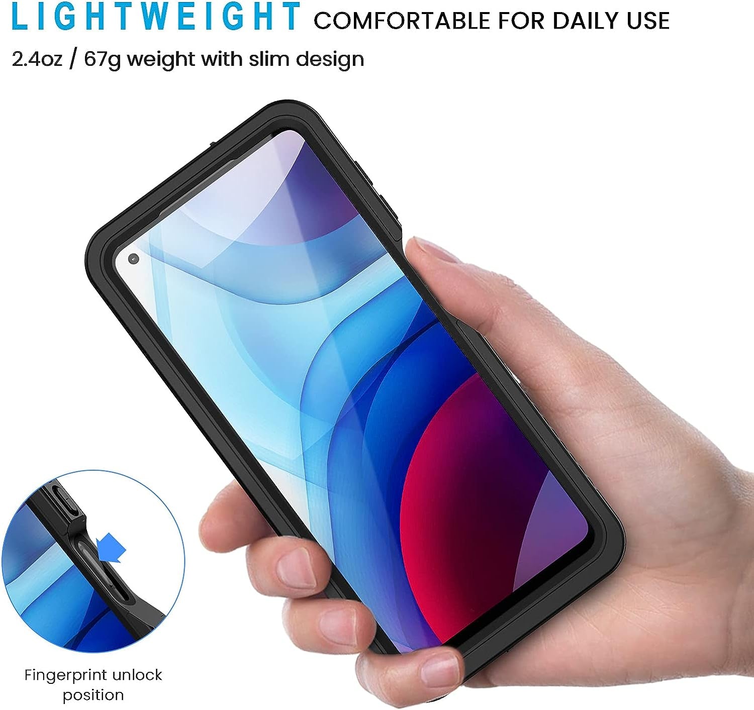 Lanhiem Moto G Power 2021 Case, IP68 Waterproof Dustproof Case with Built-In Screen Protector, Rugged Full Body Shockproof Phone Cover for Motorola G Power (2021), Black/Clear  Lanhiem   