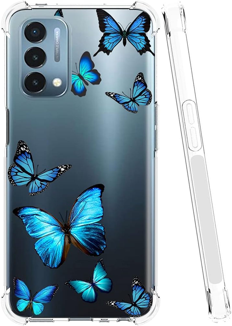 Vavies Case for Oneplus Nord N200 5G, Oneplus N200 5G Case for Girls Women, Slim Shockproof Clear Pattern Soft Flexible TPU Back Phone Protective Cover Cases for Oneplus Nord N200 5G (Blue Butterfly)  Vavies   