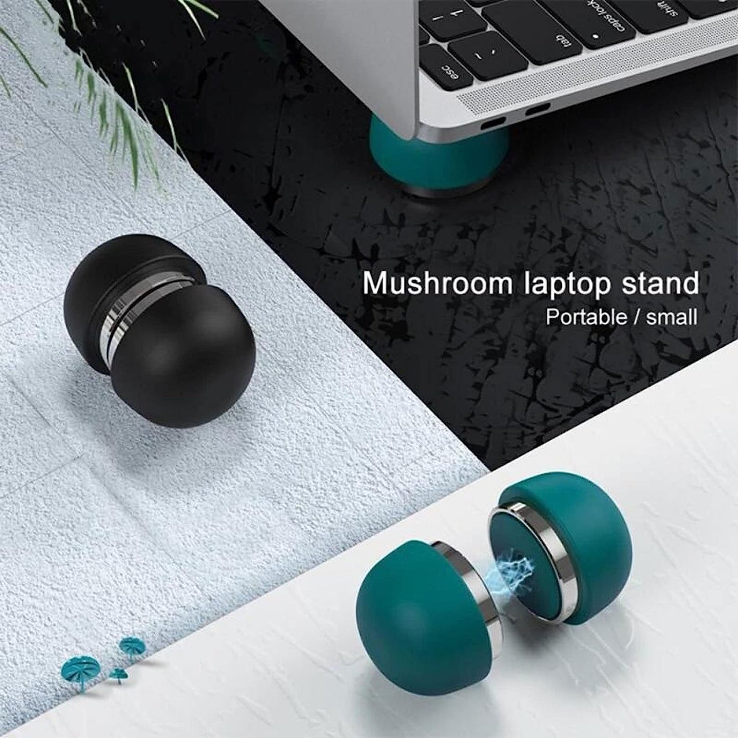 Ieasednzj Laptop Stands Magnetic Mini Laptop Stand Protable Mushroom Holder Foldable Cooler Non-Slip Notebook Bracket for (Color : Green)  IEASE   