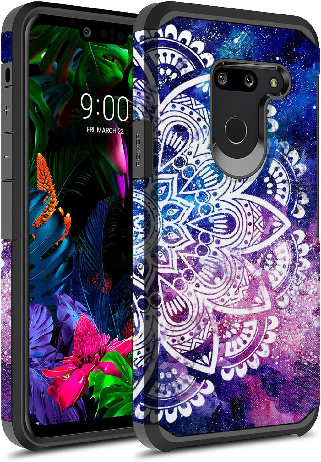GORGCASE Phone Case Compatible for LG G8 Thinq Case, LG G8 2019 Slim Thin Fashion Design Classy Hard Pc TPU Bumper Cute Dual Layer Shock-Proof Man Girl Women Armor Drop Protective Cover Galaxy Star  GORGCASE Mandala White  