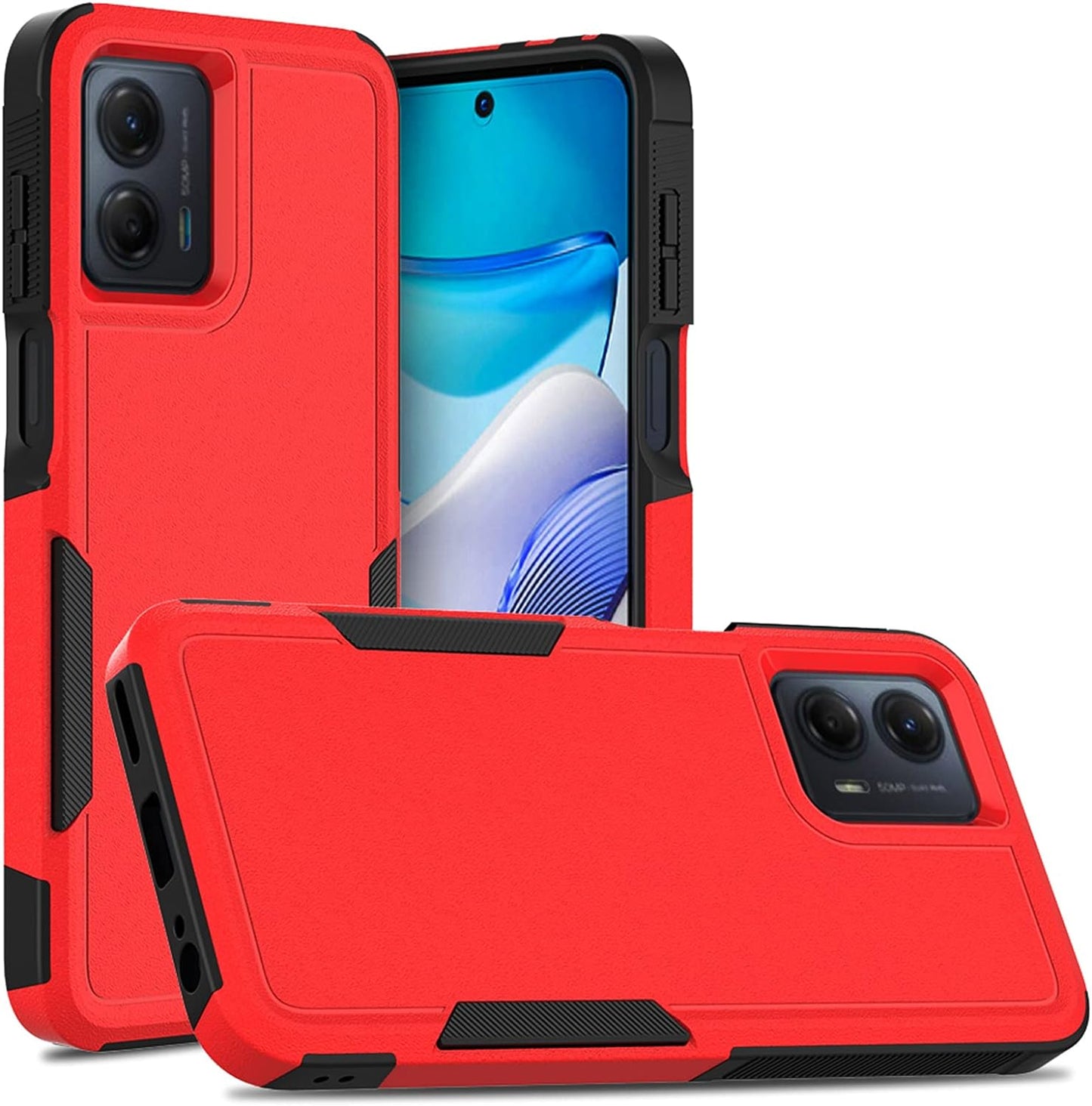 For Moto G 5G 2023 / Moto G Power 5G 2023 Case: Dual Layer Protective Heavy Duty Cell Phone Cover Shockproof Rugged with Screen Protector - Military Protection - Motorola Moto G 5G 2023, Red  Jinxian Co., Ltd.   