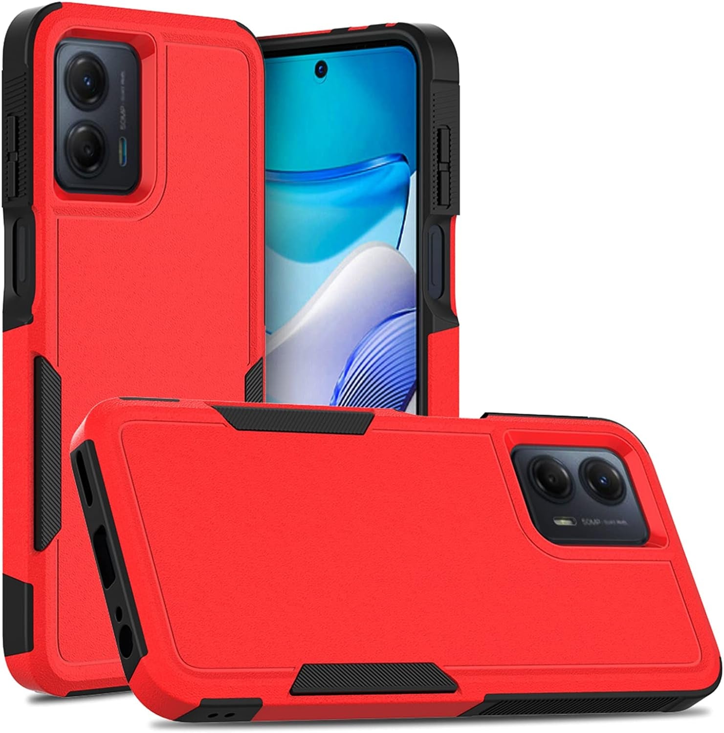 For Moto G 5G 2023 / Moto G Power 5G 2023 Case: Dual Layer Protective Heavy Duty Cell Phone Cover Shockproof Rugged with Screen Protector - Military Protection - Motorola Moto G 5G 2023, Red  Jinxian Co., Ltd.   