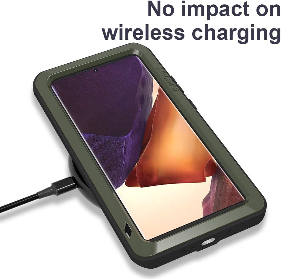 LOVE MEI Galaxy Note 20 Ultra 5G Phone Case, [Without Glass Screen Protector] Full Body Sturdy Defender Hard Cover Heavy Duty Shockproof Dustproof Metal Silicone Case for Samsung Note 20 Ultra Green  LOVE MEI   