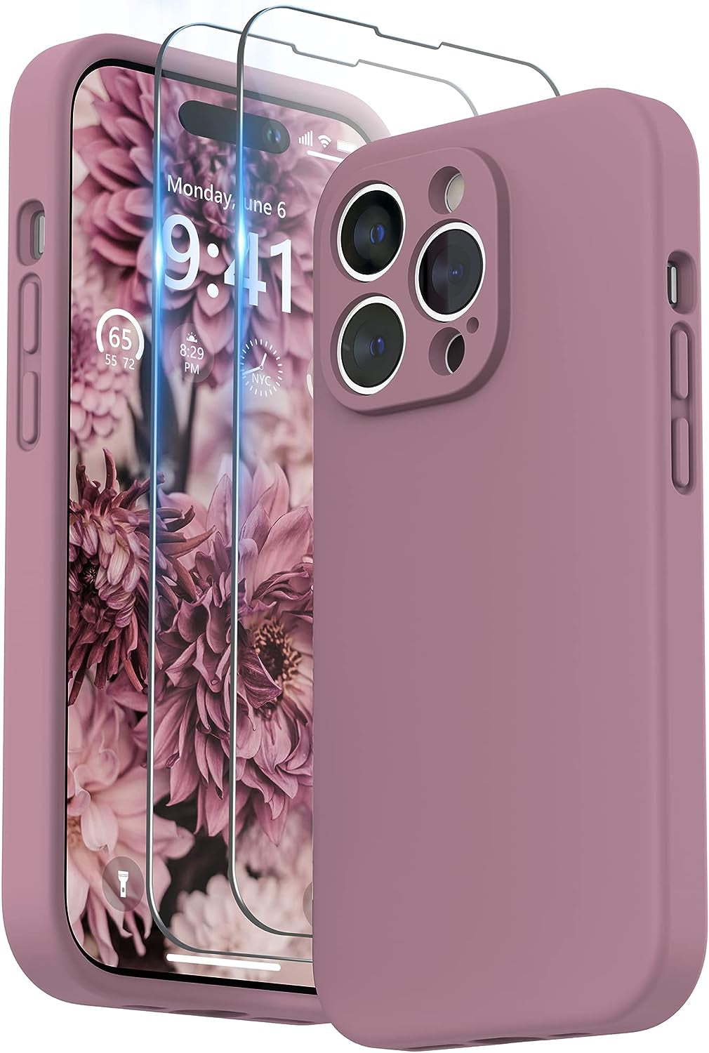 SURPHY Designed for Iphone 14 Pro Case with Screen Protector, (Camera Protection + Soft Microfiber Lining) Liquid Silicone Phone Case, Cactus Green  SURPHY   