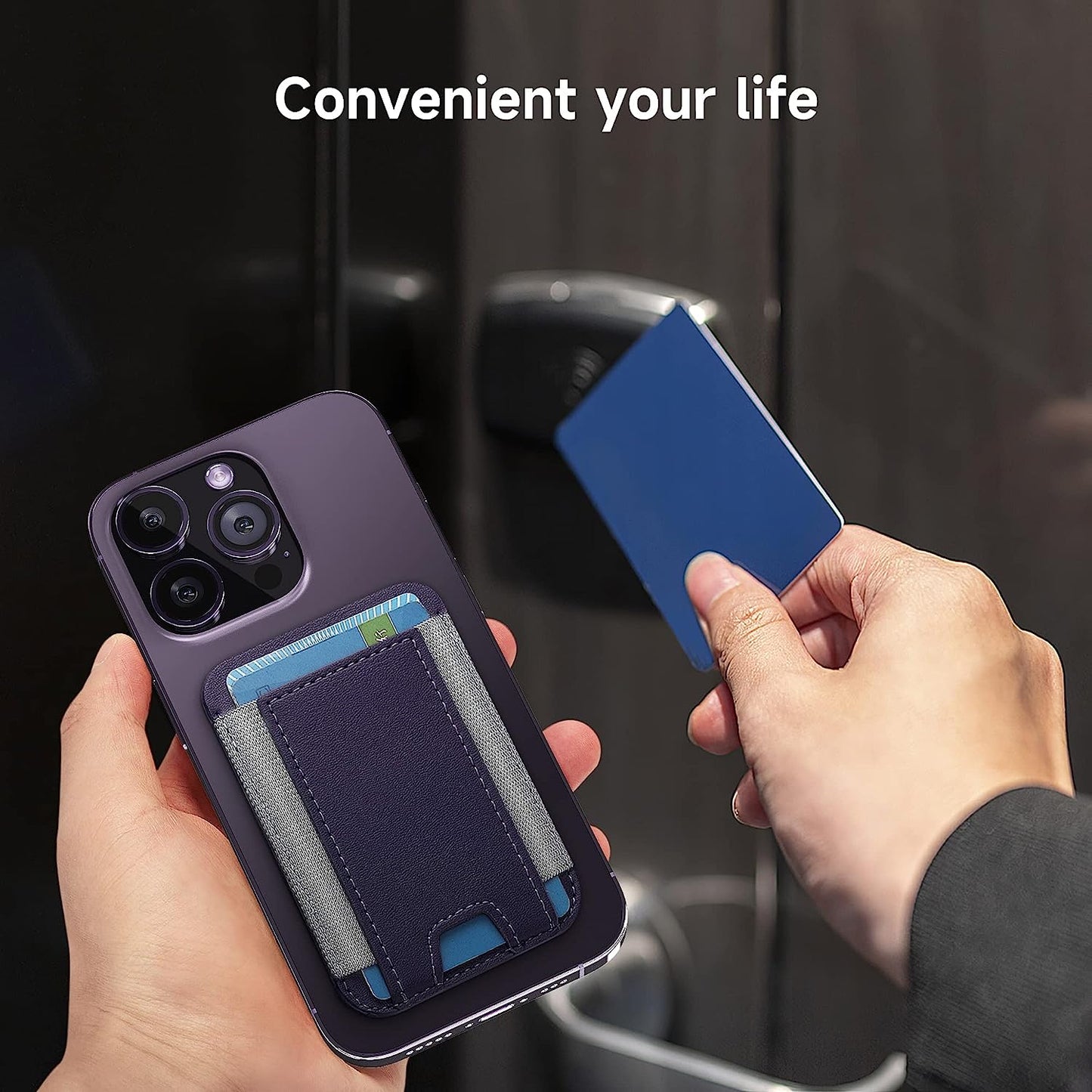 GANSBOL Magnetic Phone Wallet with Magsafe, Magnetic Magsafe Leather Wallet for Iphone 12/13/14 Series, Card Wallet Holder for Apple Magsafe, Fit 10 Cards, Deep Purple  GANSBOL   