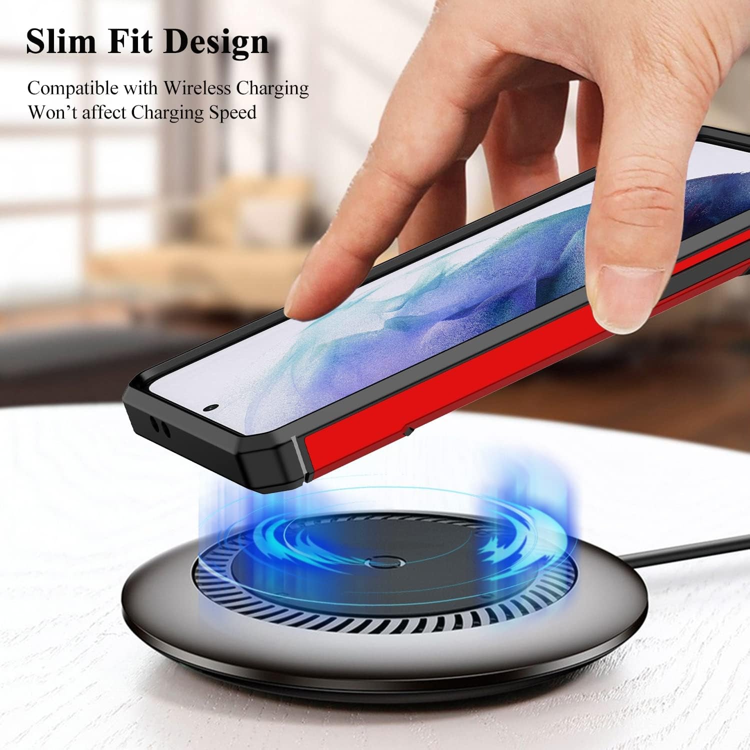 MMHUO for Samsung Galaxy S21 Case,Dual Layer Military Grade Drop Protection Galaxy S21 Case with Built in Kickstand Shockproof Protective Phone Case for Samsung Galaxy S21 5G,Red  MMHUO   