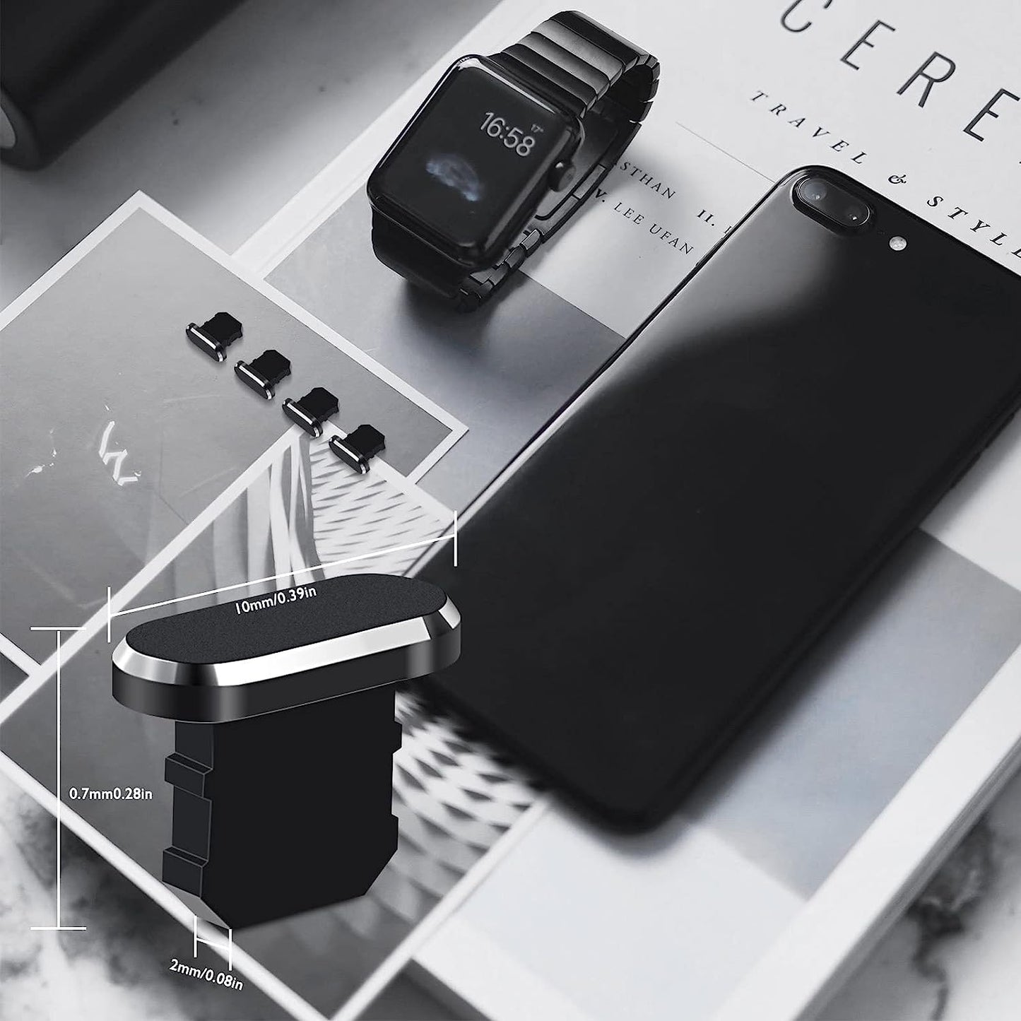 4 Pieces anti Dust Plugs,Iphone Plug Cover Iphone 7 plus Charger Plug Protector Iphone Dust Plug Charger Protector Charging Dust Cover Compatible Iphone 7, 8,11, 12, Max/X/Xs/Xr, Plus(Black)  Hi.FANCY   