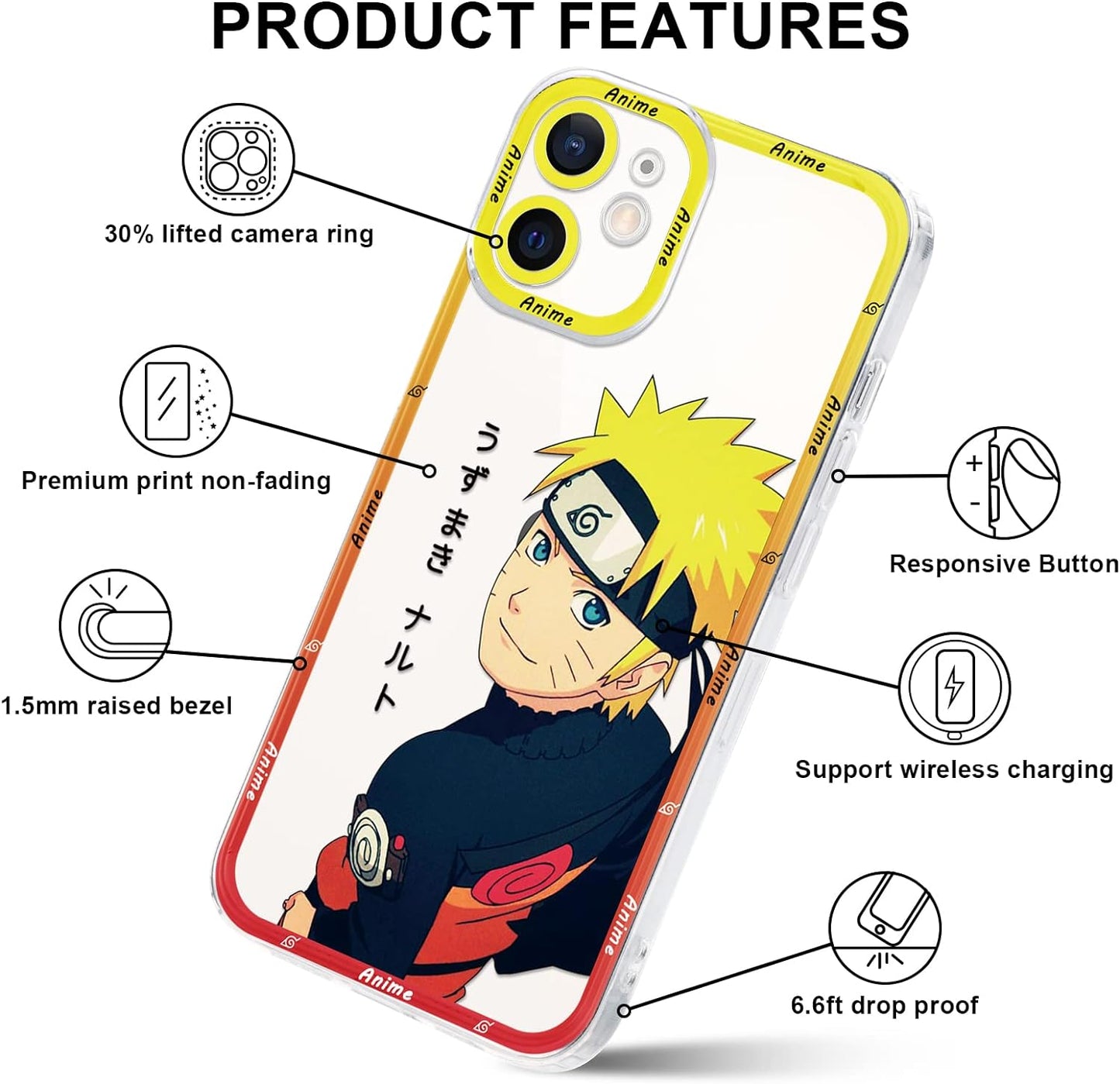 2 Pack Japanese Anime Case for Iphone 12 Mini Clear Case 5.4", Cool Manga Cute Pattern Design, Cartoon Comics Character Cases for Men Boys Women Girls, Soft TPU Funda for Iphone12 Mini, Transparent  ZXT US   