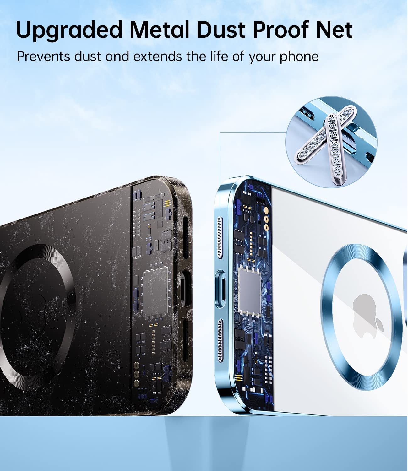 JUESHITUO Magnetic Clear for Iphone 14 Pro Max Case with Full Camera Cover Protection [No.1 Strong N52 Magnets] [Military Grade Drop Protection] for Women Girls Phone TPU Case (6.7")-Pacific Blue  JUESHITUO   