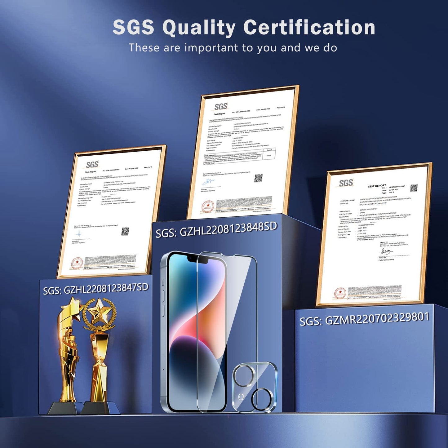 QHOHQ 3 Pack Screen Protector for Iphone 14 / Iphone 13 [6.1 Inch] with 3 Pack Tempered Glass Camera Lens Protector, Ultra HD, 9H Hardness,Case Friendly  QHOHQ   