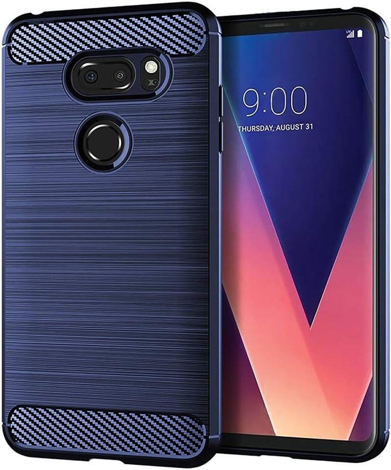 Phone Case for LG V35 Thinq V30 plus with Tempered Glass Screen Protector Slim Accessories Silicone Protective Cell Cover LGV30 LGV35 LG30 LG35 Thin Q V35Thinq V30Plus V 30 35 V30+ V30S 30Plus 35Thinq  NSS Dark Blue  