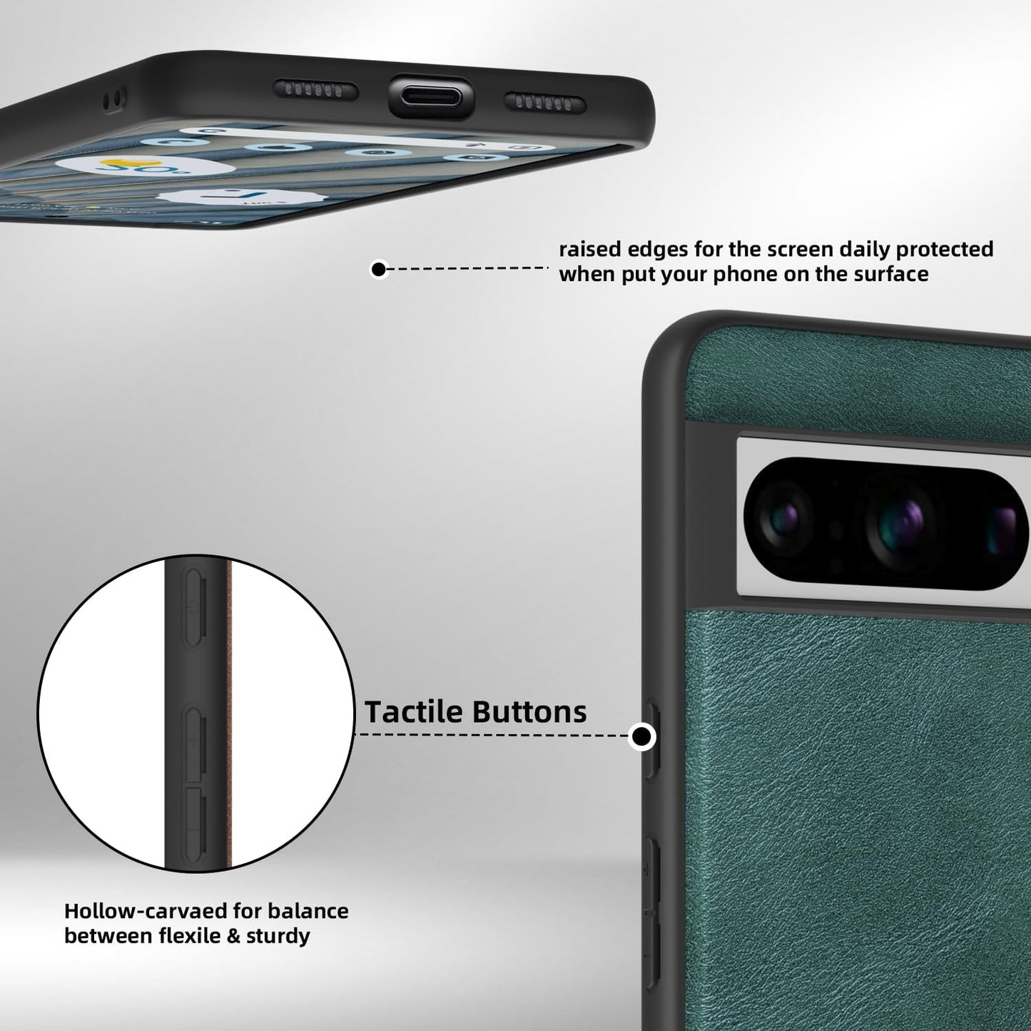 X-Level Google Pixel 8 Pro Case, Thin Slim Premium PU Leather Soft TPU Bumper Shockproof Protective Phone Cover for Google Pixel 8 Pro 2023 (Green)  X-level   